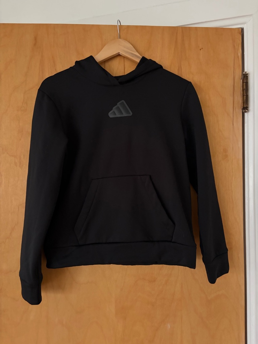 Adidas Kids Black Pullover Hoodie with Front Pocket NWOT